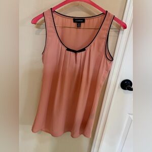 le chateau Blush Pink Sleeveless Pleated Camisole with Black Trim